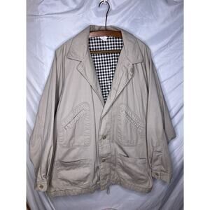 Calvin Klein Sport Chore Coat Field Jacket Khaki Pockets Button Up TLC Size L